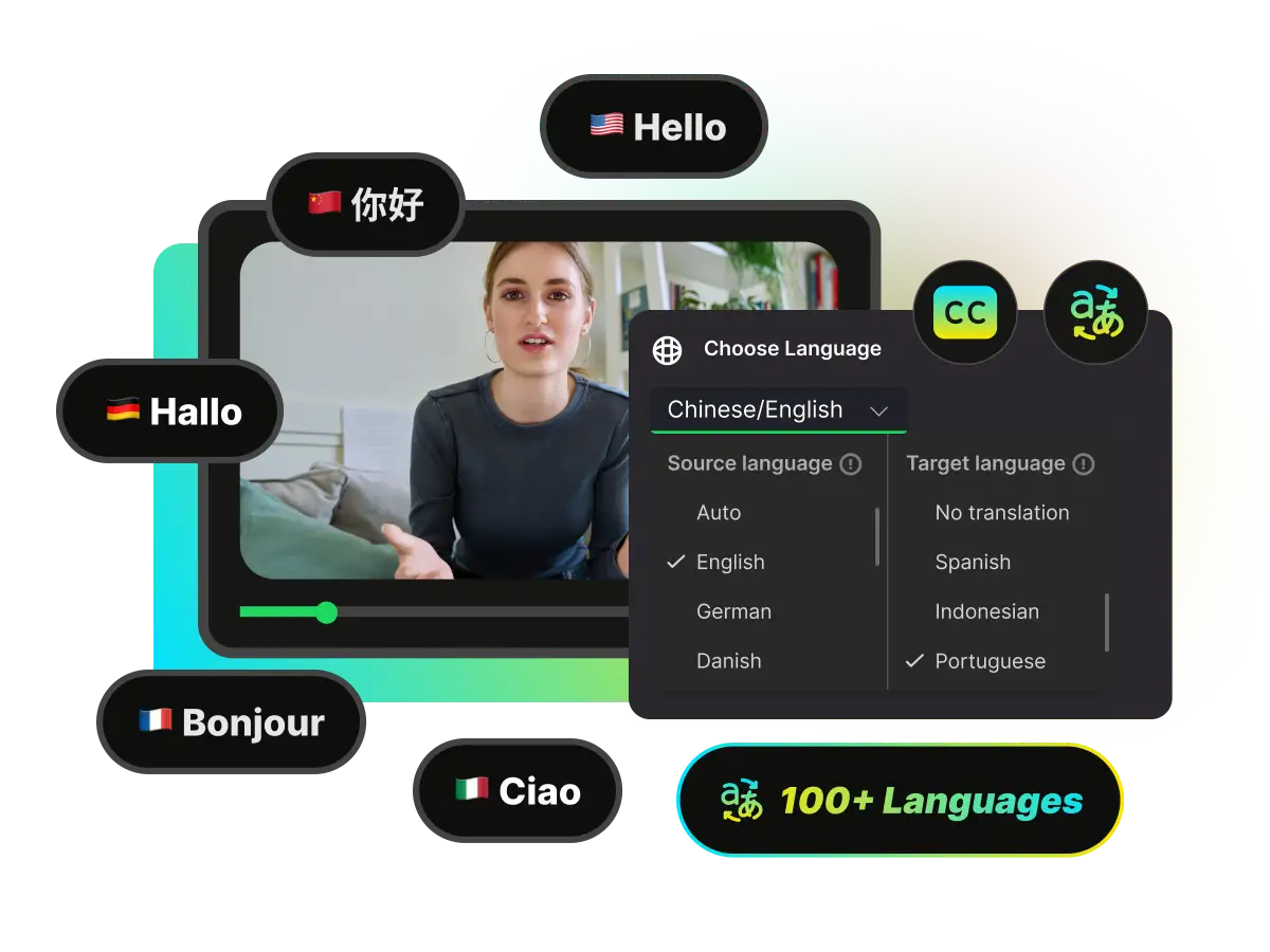 AI Facebook video translator generating multilingual subtitles for Facebook Reels and videos